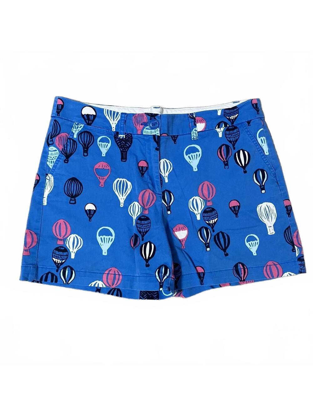 Crown & Ivy Preppy Colorful Blue Hot Air Balloon Print Whimsical Shorts Size 12